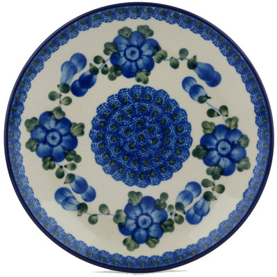 Polish Pottery Dessert Plate Blue Poppies
