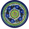 Polish Pottery Dessert Plate Blue Poppy Circle UNIKAT