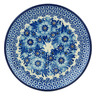 Polish Pottery Dessert Plate Blue Poppy Wreath UNIKAT