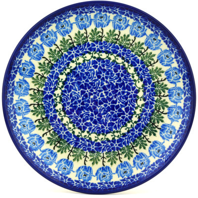 Polish Pottery Dessert Plate Blue Rosette Wreath