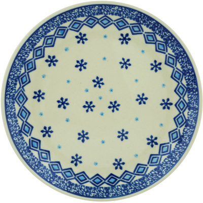 Polish Pottery Dessert Plate Blue Snowflake