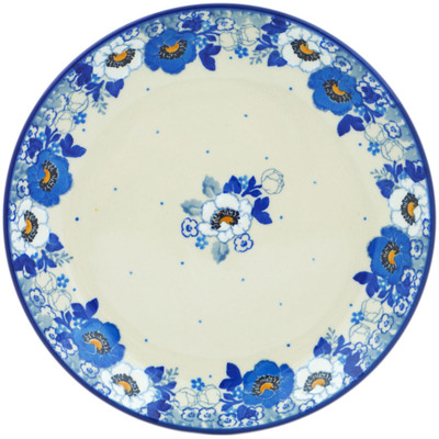 Polish Pottery Dessert Plate Blue Spring Blue