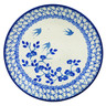 Polish Pottery Dessert Plate Blue Spring Swallow