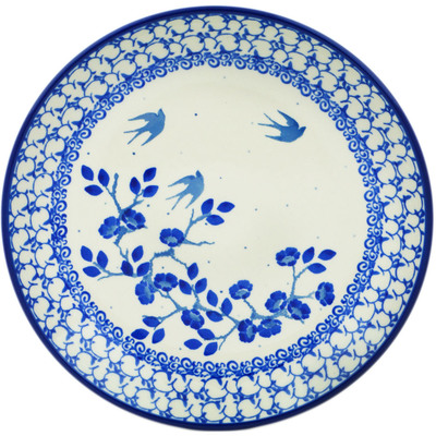 Polish Pottery Dessert Plate Blue Spring Swallow