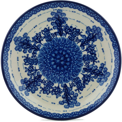 Polish Pottery Dessert Plate Blue Street UNIKAT