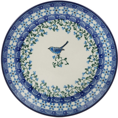 Polish Pottery Dessert Plate Blue Warbler