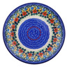 Polish Pottery Dessert Plate Blue &amp; White Poppies UNIKAT