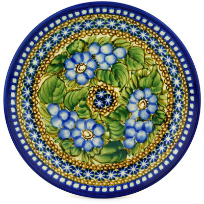 Polish Pottery Dessert Plate Blueberry Garden UNIKAT