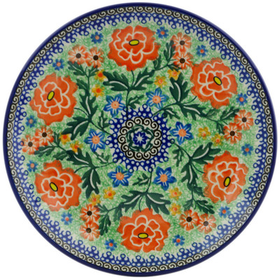 Polish Pottery Dessert Plate Bold Carnation UNIKAT