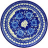 Polish Pottery Dessert Plate Brilliant Blue Poppies UNIKAT