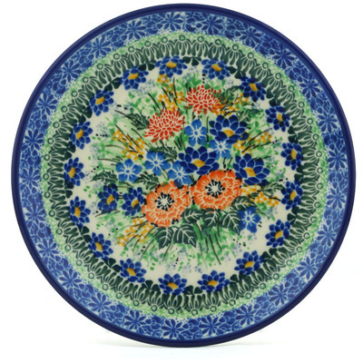 Polish Pottery Dessert Plate Brilliant Bouquet UNIKAT