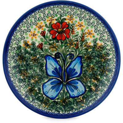 Polish Pottery Dessert Plate Butterfly Holly UNIKAT