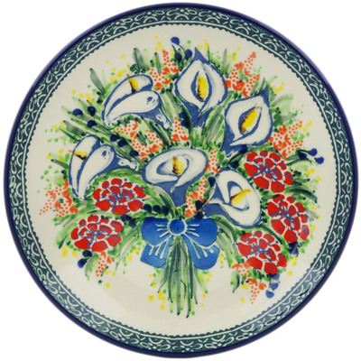 Polish Pottery Dessert Plate Canna Lily Elegance UNIKAT