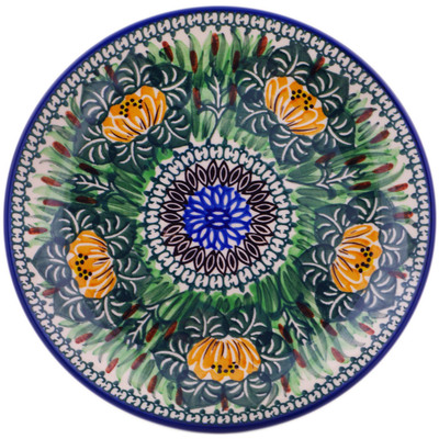Polish Pottery Dessert Plate Cattails UNIKAT