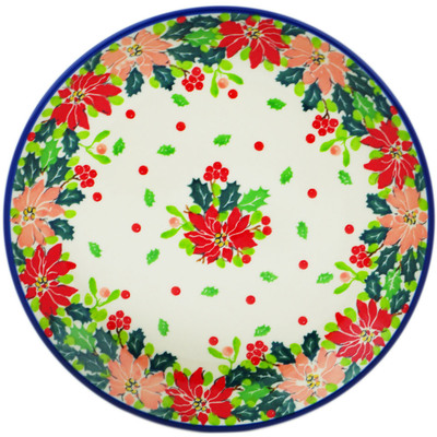 Polish Pottery Dessert Plate Christmas Flower UNIKAT