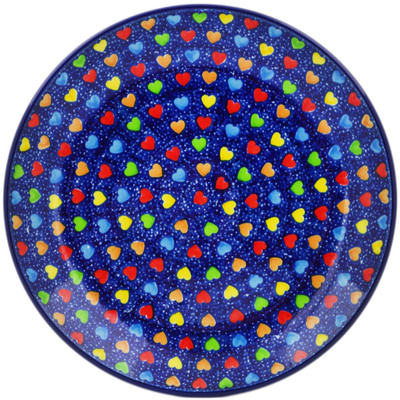 Polish Pottery Dessert Plate Colourful Dot Show UNIKAT