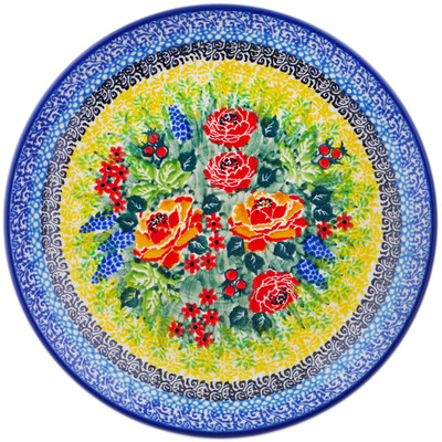 Polish Pottery Dessert Plate Copper Rose Meadow UNIKAT