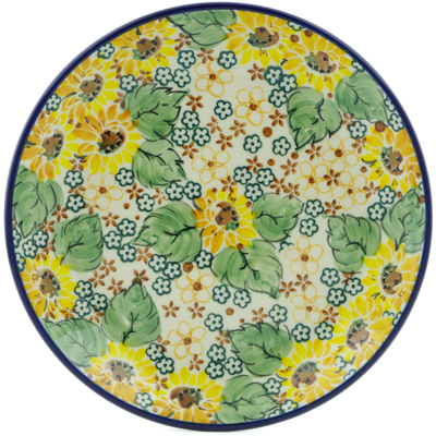 Polish Pottery Dessert Plate Country Sunflower UNIKAT