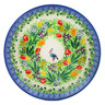 Polish Pottery Dessert Plate Crane In Tulip Splendor UNIKAT