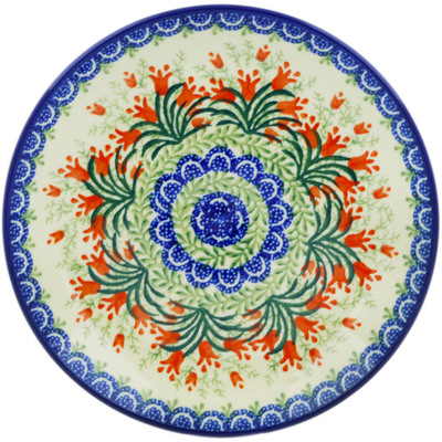 Polish Pottery Dessert Plate Crimson Bells