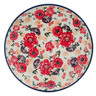 Polish Pottery Dessert Plate Crimson Falling Flowers UNIKAT