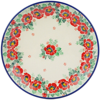 Polish Pottery Dessert Plate Crimson Poppy
