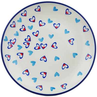 Polish Pottery Dessert Plate Dancing Hearts