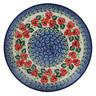 Polish Pottery Dessert Plate Delicate Red Flowers