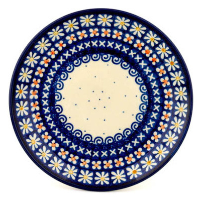 Polish Pottery Dessert Plate Dots And Daisies