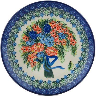 Polish Pottery Dessert Plate Elegant Bouquet UNIKAT