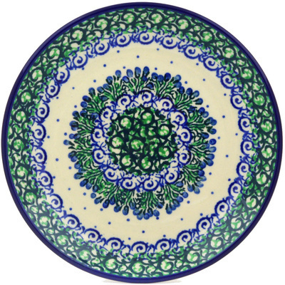 Polish Pottery Dessert Plate Emerald Garden UNIKAT