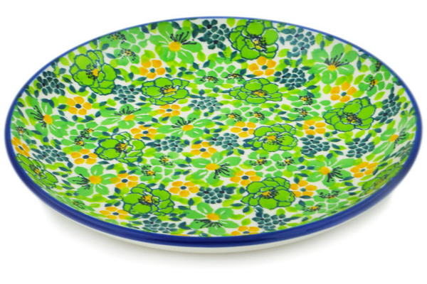 Polish Pottery Plate 8" Ceramika Artystyczna Emerald Meadow UNIKAT 