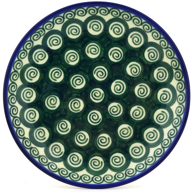 Polish Pottery Dessert Plate Emerald Swirl
