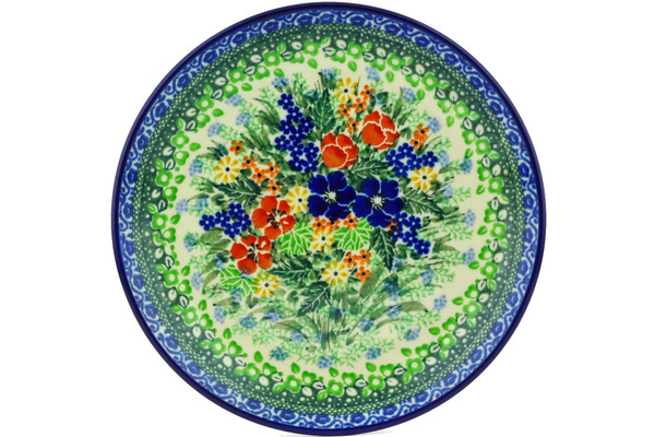 Polish Pottery Plate 8" Ceramika Artystyczna Evergreen Garden UNIKAT 