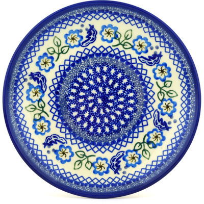 Polish Pottery Dessert Plate Feathers And Flowers