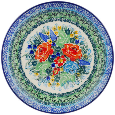 Polish Pottery Dessert Plate Fiery Meadow UNIKAT