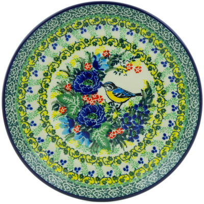 Polish Pottery Dessert Plate Finch Garden UNIKAT
