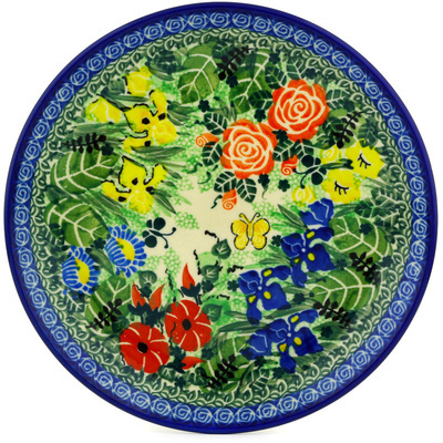 Polish Pottery Dessert Plate Floral Rhapsody UNIKAT