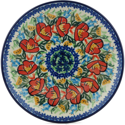 Polish Pottery Dessert Plate Floral Ring UNIKAT