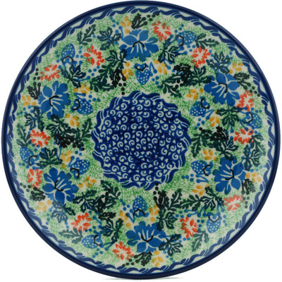 Polish Pottery Dessert Plate Flower Ring UNIKAT