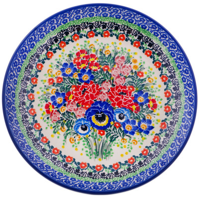 Polish Pottery Dessert Plate Folk Meadow UNIKAT