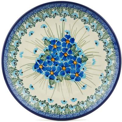 Polish Pottery Dessert Plate Forget Me Not UNIKAT