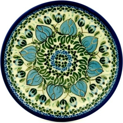 Polish Pottery Dessert Plate Gentian Blues UNIKAT