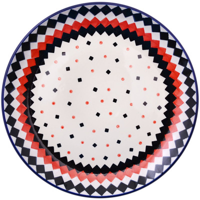 Polish Pottery Dessert Plate Geometric Contrast