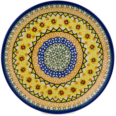 Polish Pottery Dessert Plate Geometric Sunflower