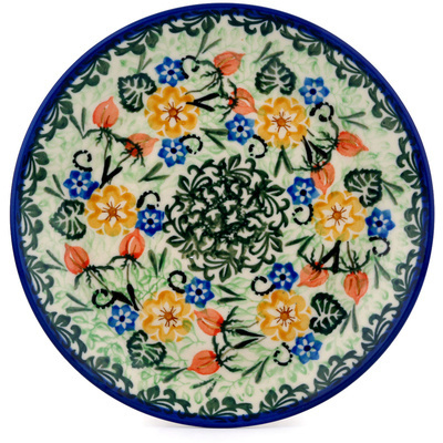 Polish Pottery Dessert Plate Golden Clematis UNIKAT