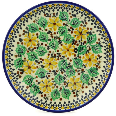 Polish Pottery Dessert Plate Golden Starflower UNIKAT