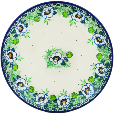 Polish Pottery Dessert Plate Green Flora