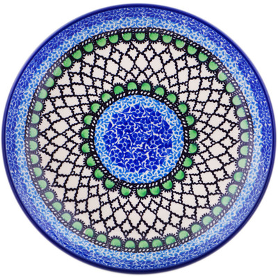 Polish Pottery Dessert Plate Green Lattice UNIKAT