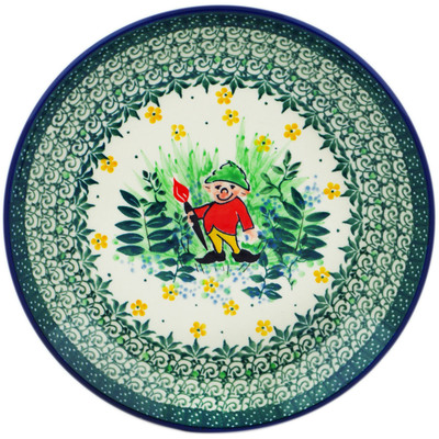 Polish Pottery Dessert Plate Green Tranquility UNIKAT